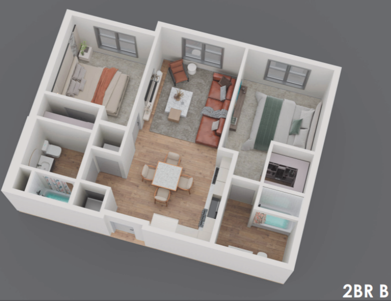 Two Bedroom, 2 Bathroom B - Salix on Vine Luxury Two Bedroom Condo at Salix on Vine