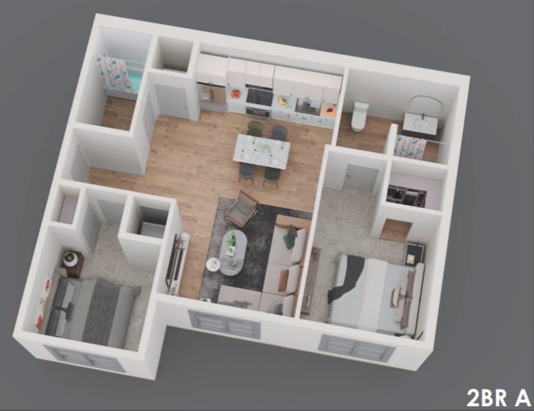 Two Bedroom, Two Bathroom A - Salix on Vine Luxurious Two Bedroom Two Bathroom Apartment at Salix on Vine