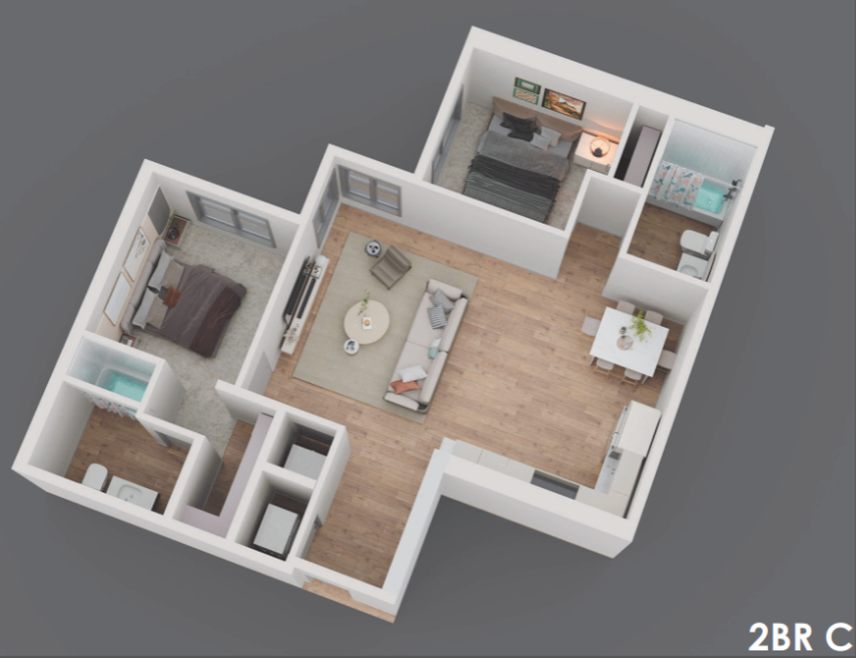 Two Bedroom, Two Bathroom C - Salix on Vine Luxurious Two Bedroom Two Bathroom Apartment at Salix on Vine